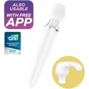 Double Wand-er Wand vibrador con app blanco